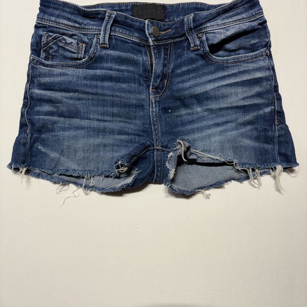 Buckle Distressed Blue Jean Shorts